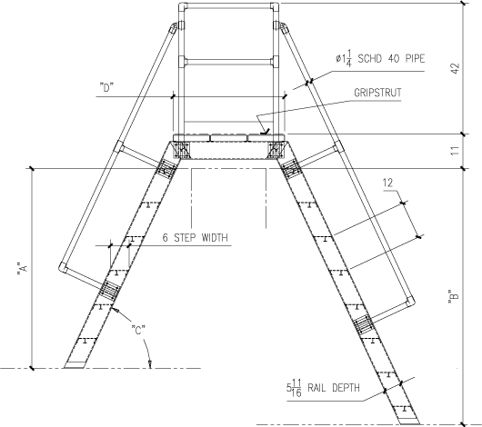 X1000 1000 Lbs Capacity Ships Ladder With Platform And Return 