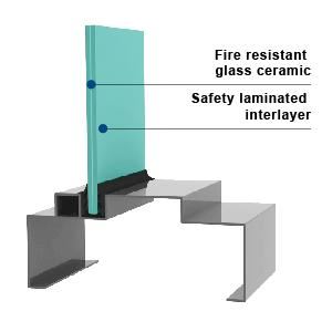 KERALITE LAMINATED 45 in VDS HM - Fire Rated Laminated Glass in VDS Hollow Metal Frames