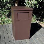 Planters Unlimited - Modern Tapered Square Fiberglass Trash Receptacle with Flap and Lid - 24in.Sq. x 42in.H