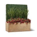 Planters Unlimited - Boxwood Hedge with Trees & Flowers in Strato Fiberstone Planter