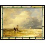 Stained Glass Inc. - Stained Glass Paintings - Fishing along the Shore Panel #7340