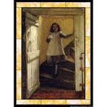 Stained Glass Inc. - Stained Glass Paintings - Girl on Stairs Panel #6116