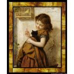 Stained Glass Inc. - Stained Glass Paintings - Her Favorite Pets Panel #6298