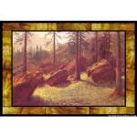 Stained Glass Inc. - Stained Glass Paintings - Wooded Landscape Panel #7191