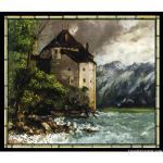Stained Glass Inc. - Stained Glass Paintings - Chateau de Chillon Panel #5840