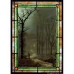 Stained Glass Inc. - Stained Glass Paintings - Lovers in a Wood by Moonlight Panel #6539