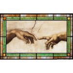Stained Glass Inc. - Stained Glass Paintings - Creation of Adam Hands Panel #8312