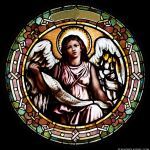Stained Glass Inc. - Religious Stained Glass - Lovely Angel round Panel #13674