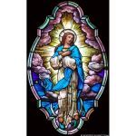 Stained Glass Inc. - Religious Stained Glass - Mary in the Clouds Panel #1415