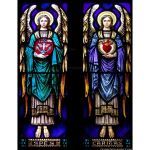 Stained Glass Inc. - Religious Stained Glass - Sacred Heart, Anchor and Angels Panel #3492
