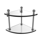 Allied Brass - 2 Tier Corner Glass Shelf - Matte Gray