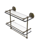 Allied Brass - Monte Carlo Collection Double Glass Gallery Rail Shelf with Towel Bar - Antique Brass