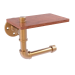 Allied Brass - Pipeline Collection Toilet Paper Holder with Wood Shelf - Brushed Bronze