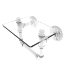 Allied Brass - Pipeline Collection Toilet Tissue Holder with Glass Shelf - Matte White
