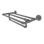 Allied Brass - Pipeline Collection Wall Mounted Towel Shelf with Towel Bar - Matte Gray