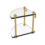 Allied Brass - Two Tier Corner Glass Shelf - Unlacquered Brass - SB-3