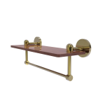 Allied Brass - Tango Collection Solid IPE Ironwood Shelf with Integrated Towel Bar - Unlacquered Brass