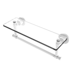 Allied Brass - Washington Square Collection Glass Vanity Shelf with Integrated Towel Bar - Matte White