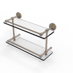 Allied Brass - Waverly Place Collection Double Glass Shelf with Gallery Rail - Antique Pewter