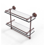 Allied Brass - Waverly Place Collection Gallery Rail Double Glass Shelf with Towel Bar - Antique Copper
