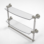 Allied Brass - Waverly Place Collection Two Tiered Glass Shelf with Integrated Towel Bar - Satin Nickel