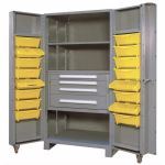 Lyon, LLC - All-Welded 39″w x 36-1/2″d x 76″h Steel Maintenance Cabinet with 4 Drawers and 16 Bins