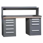 Lyon, LLC - Two-Cabinet Industrial Workbench with Drawers and Riser Concept 4