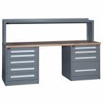 Lyon, LLC - Wide Two-Cabinet Industrial Workbench with Drawers and Riser Concept 15