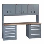 Lyon, LLC - Wide Two-Cabinet Industrial Workbench with Drawers and Bookcase Concept 16