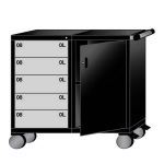 Lyon, LLC - 5 Drawer Mobile Workstation with 60 Compartments 45-5/8″w x 28-1/4″d x 43-3/4″h
