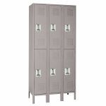 Lyon, LLC - Double Tier 15″w x 18″d x 78″h Standard Metal Locker 3 Wide - Assembled - Dove Gray