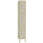 Lyon, LLC - Triple Tier 12″w x 18″d x 78″h Standard Metal Locker 1 Wide - Assembled - Putty