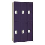 Lyon, LLC - Double Tier 15″w x 18″d x 72″h PDQ Metal Locker 3 Wide - Wood Violet - Assembled - No Legs