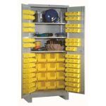 Lyon, LLC - All-Welded 36″w x 21″d x 82″h Steel Industrial Bin Storage Cabinet with 102 Bins