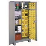 Lyon, LLC - All-Welded 36″w x 21″d x 82″h Steel Industrial Bin Storage Cabinet with 64 Bins