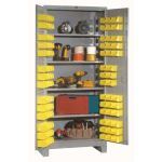 Lyon, LLC - All-Welded 36″w x 21″d x 82″h Steel Industrial Bin Storage Cabinet with 81 Bins