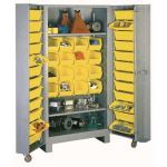 Lyon, LLC - All-Welded 39″w x 27″d x 76″h Steel Industrial Bin Storage Cabinet with 40 Bins