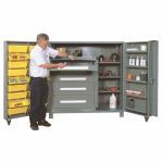 Lyon, LLC - All-Welded 60″w x 36-1/2″d x 60″h Steel Maintenance Cabinet with 6 Drawers and 18 Bins