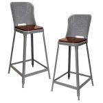 Lyon, LLC - 24″ High 1901 Metal Counter Stool With Back And Wood Seat - 2 Pack