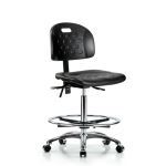 Kewaunee Scientific Corporation - Newport Industrial Polyurethane Chair Chrome - High Bench Height with Chrome Foot Ring & Casters