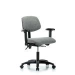 Kewaunee Scientific Corporation - Fabric Chair - Desk Height with Adjustable Arms & Casters in Gray Fabric