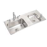 Elkay® - Lustertone Classic Stainless Steel 37-1/4" x 17" x 5-1/2" Double Bowl Drop-in Classroom ADA Sink Kit