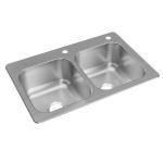 Elkay® - 18 Gauge Stainless Steel 33" x 22" x 9" 2FRM-Hole Double Bowl Dual Mount Kitchen Sink - LWFDB332292