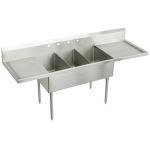 Elkay® - Weldbilt Stainless Steel 108" x 27-1/2" x 14" Floor Mount Triple Compartment Scullery Sink - WNSF836