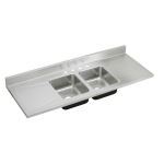 Elkay® - Lustertone Classic Stainless Steel 66" x 25" x 7-1/2" 4-Hole Equal Double Bowl Sink Top - D66294