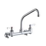 Elkay® - 8" Centers Wall Faucet 8" High Arc Spout 2" Lever Handle Inlet+Stop-LK940HA08L2H