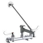 Elkay® - 8" Centerset W/M Fx 7" Bkt Hook Spt 4" WB Handles 1/2" Offset Inlets+Stop Rough Chrome-LK940BR07T4S