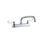 Elkay® - 8"Centerset with Exposed Deck Faucet with 10"Arc Tube Spout 4"Wristblade Handles Chrome-LK810AT10T4