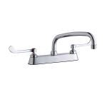 Elkay® - 8"Centerset with Exposed Deck Faucet with 10"Arc Tube Spout 6"Wristblade Handles Chrome-LK810AT10T6