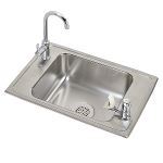 Elkay® - Celebrity®SS 25"x17"x6-1/2" 2-Hole Single Bowl Drop-in Classroom ADA Sink w/VR Fx+Drain-CDKAD2517VRC